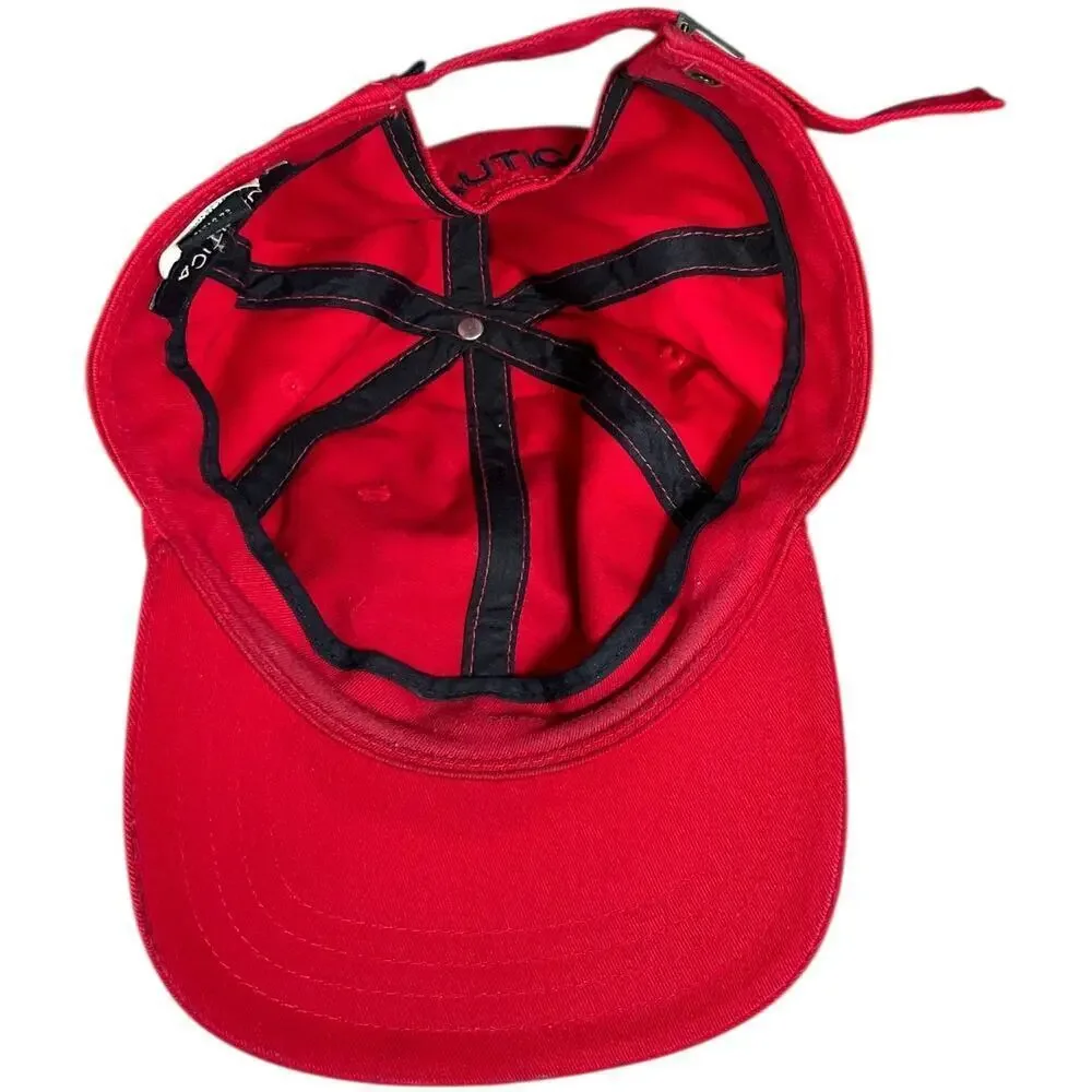 NAUTICA Baseball Cap Red Blue One Size 100% Cotton Used Outdoor Active